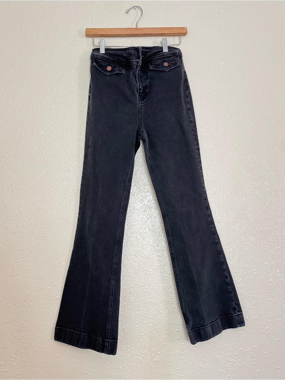 Boden Black Button Detail Bootcut Jeans